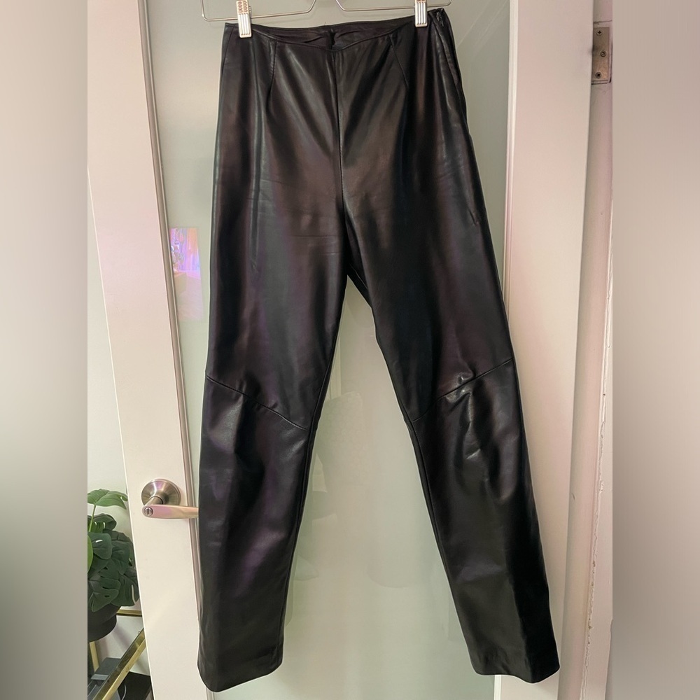 Danier Size 2 Genuine Leather Straight-Leg Pants - Black - Picture 2 of 8